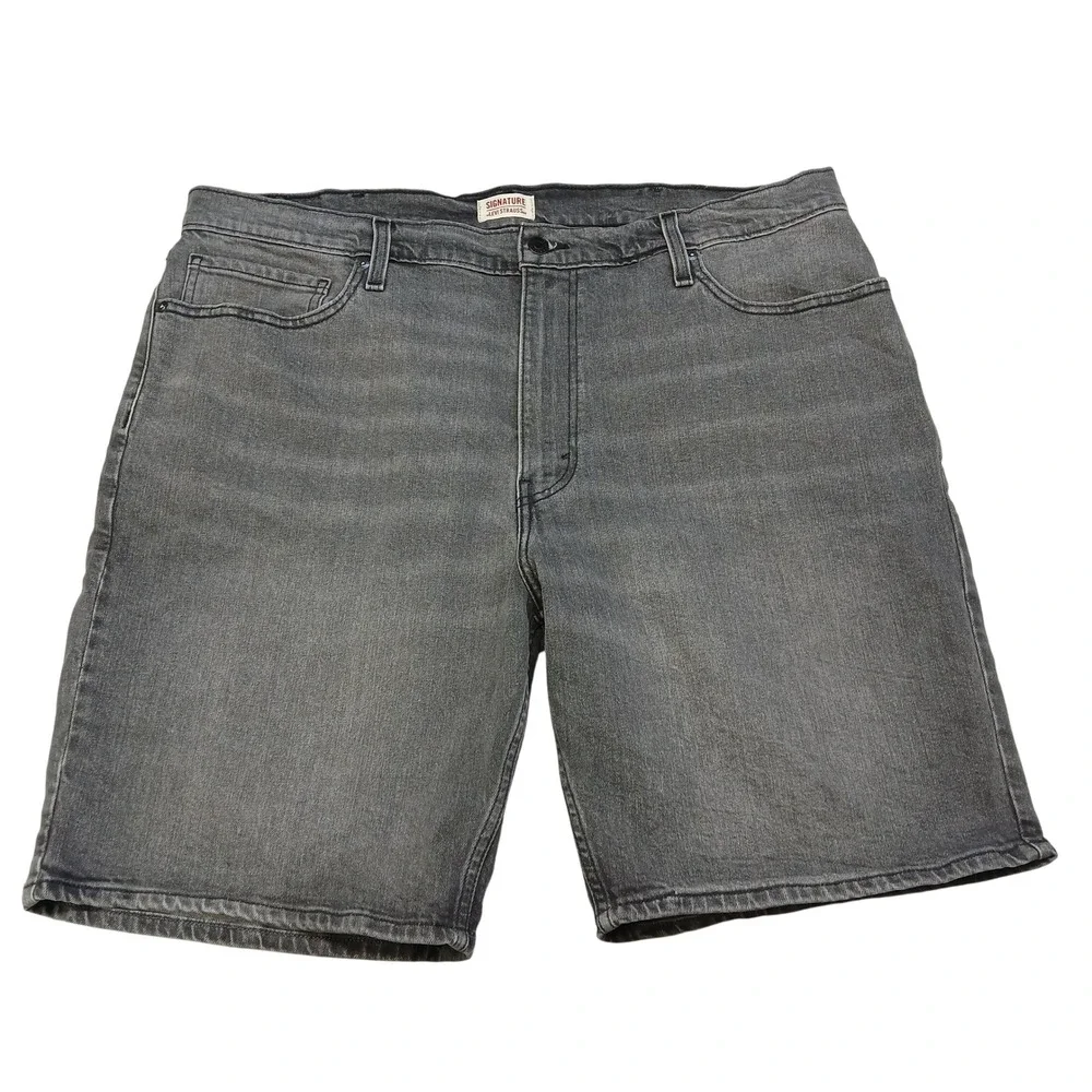 Signature by Levi Strauss Mens Gray Denim Shorts Size 38 Cotton Stretch Casual